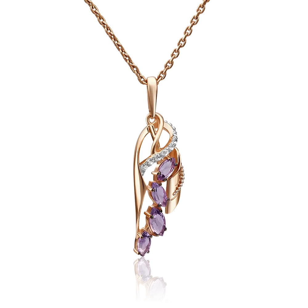 Подвеска из красного золота с аметистами и натуральными топазами white 03-2867-00-225-1110-57
