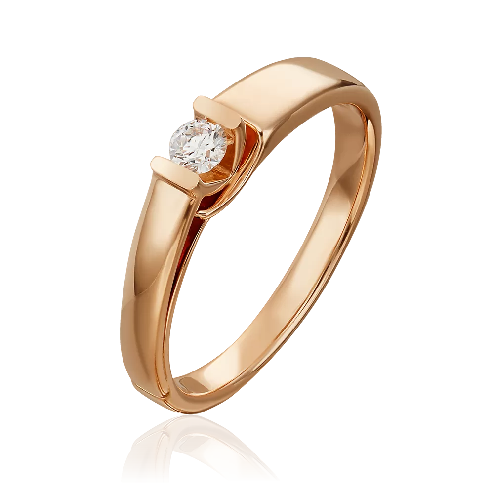 Помолвочное кольцо из красного золота с бриллиантом 01-4972-00-101-1110-30