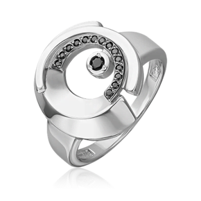 Кольцо из серебра с чёрными фианитами 01-5649-00-402-0200