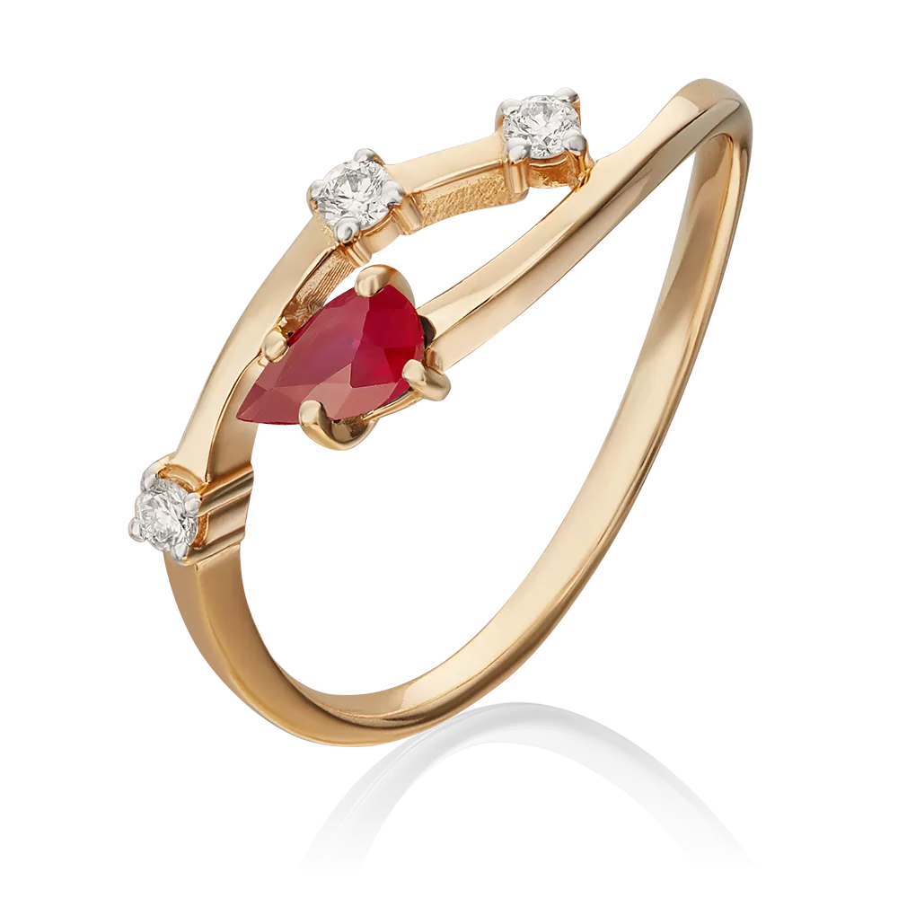 Кольцо из красного золота с рубином и бриллиантами 01-0710-00-107-1110-30