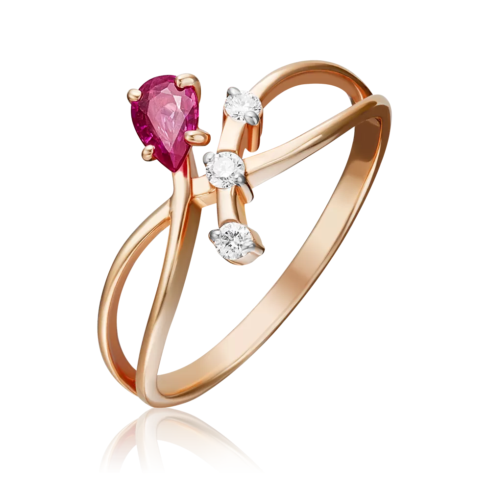 Кольцо из красного золота с рубином и бриллиантами 01-0714-00-107-1110-30