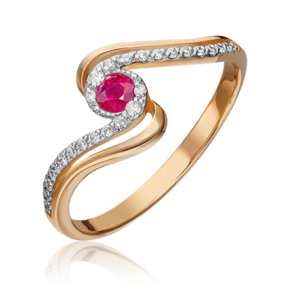 Кольцо из красного золота c рубином и бриллиантами 01-1505-00-107-1110-30