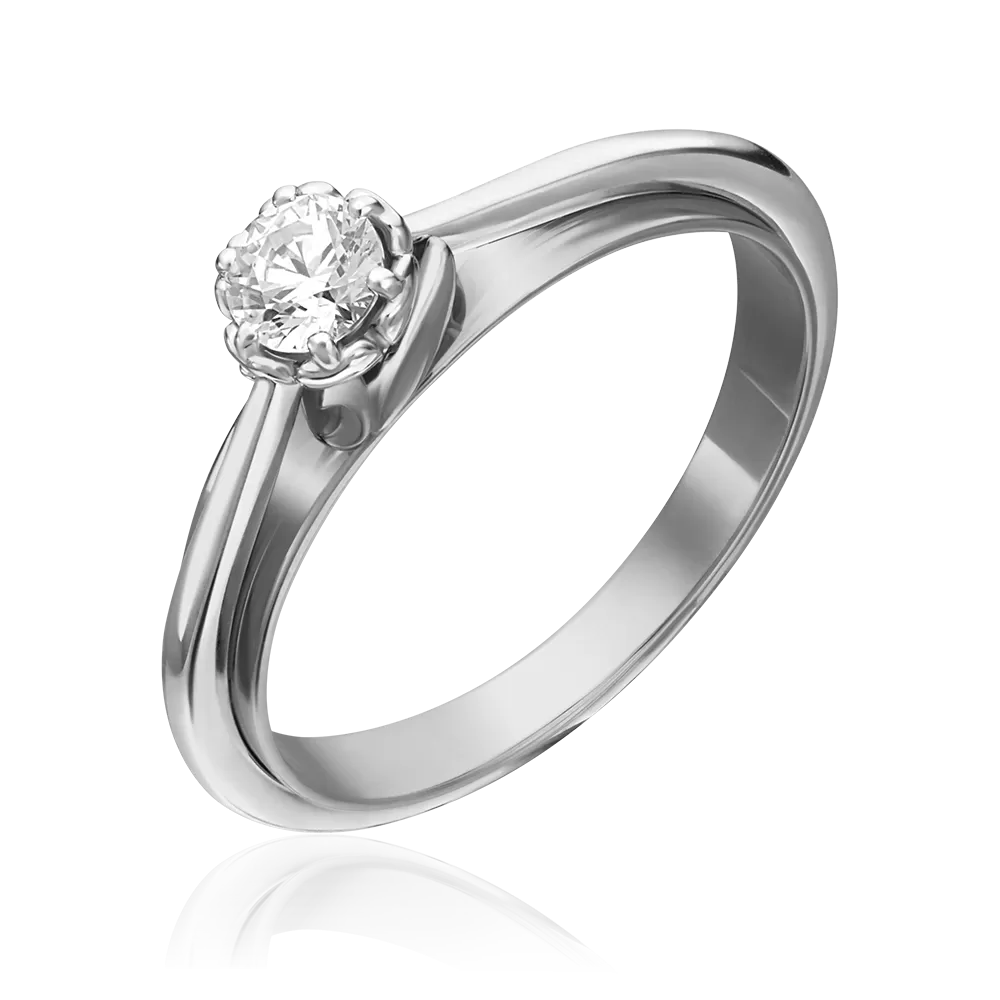 Помолвочное кольцо из белого золота с фианитом 01-5305-00-401-1120