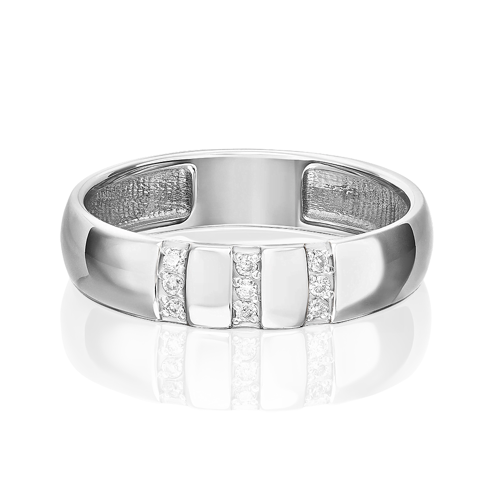 Обручальное кольцо из белого золота с бриллиантами 01-1616-00-101-1120-30