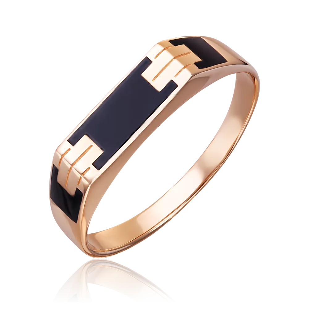 Печатка из красного золота с эмалью 01-3617-00-000-1110-25