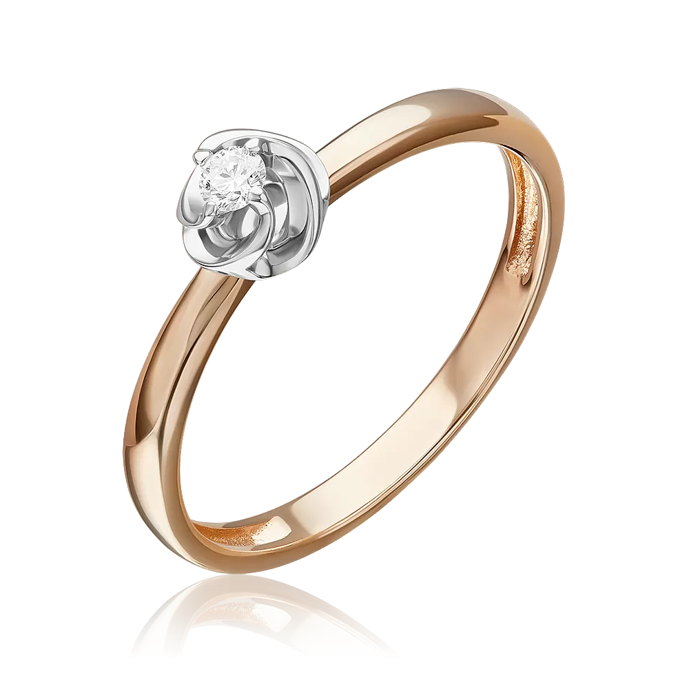 Кольцо из комбинированного золота с бриллиантом 01-5801-00-101-1111