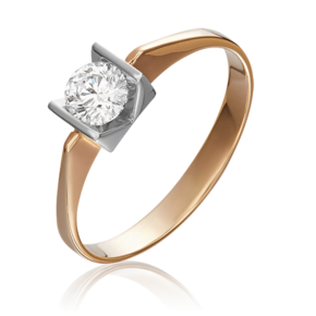Кольцо из комбинированного золота с бриллиантом 01-5506-00-101-1111