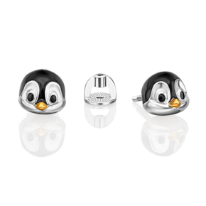 Серьги-пусеты «Пингвины» из серебра c эмалью 02-5151-00-000-0200
