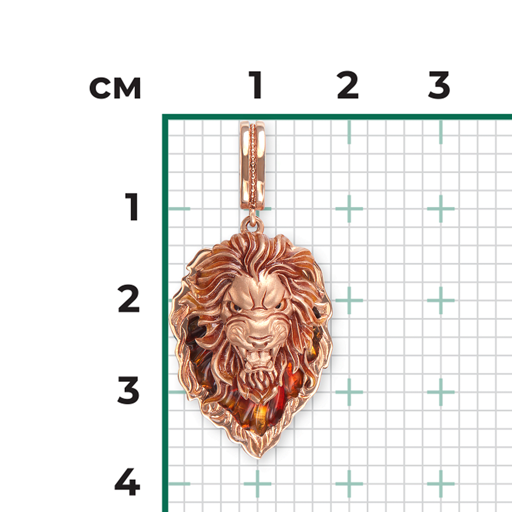 Подвеска «Лев» из красного золота с янтарём и эмалью 03-2884-00-271-1110-58  купить в интернет-магазине PLATINA
