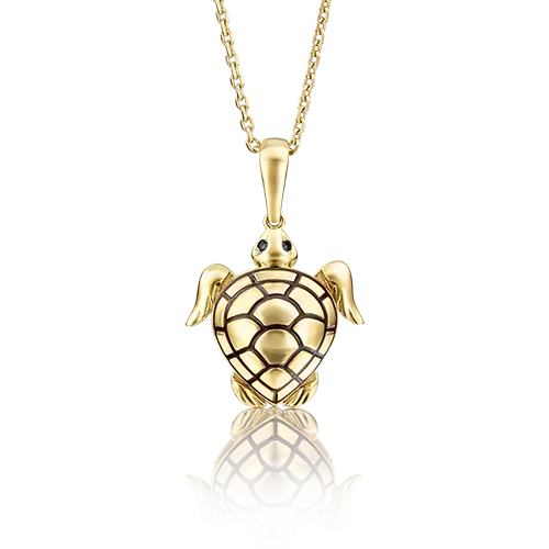 Подвеска «Черепаха» из лимонного золота с фианитами и эмалью 03-2465-00-402-1130-25