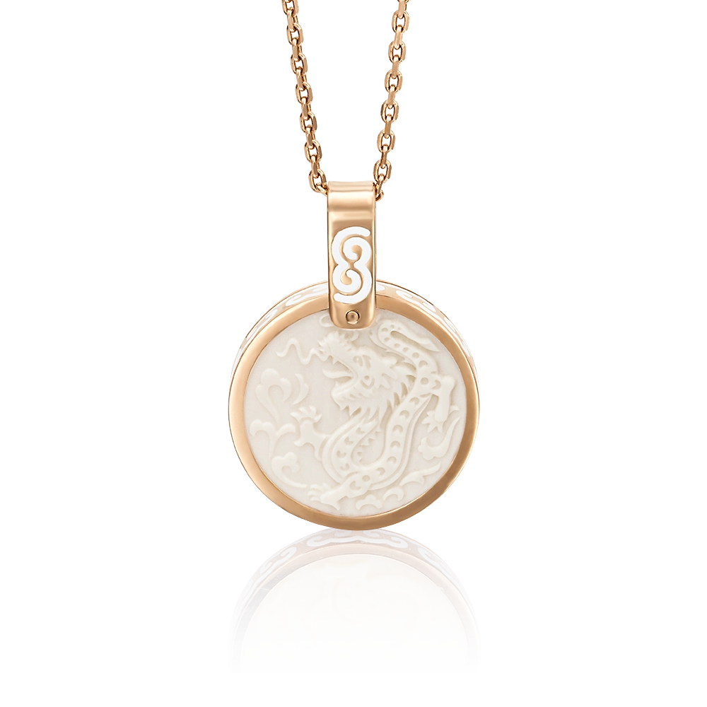 Подвеска «Год Дракона» из красного золота с бивнем мамонта и эмалью 03-2451-05-292-1110-46