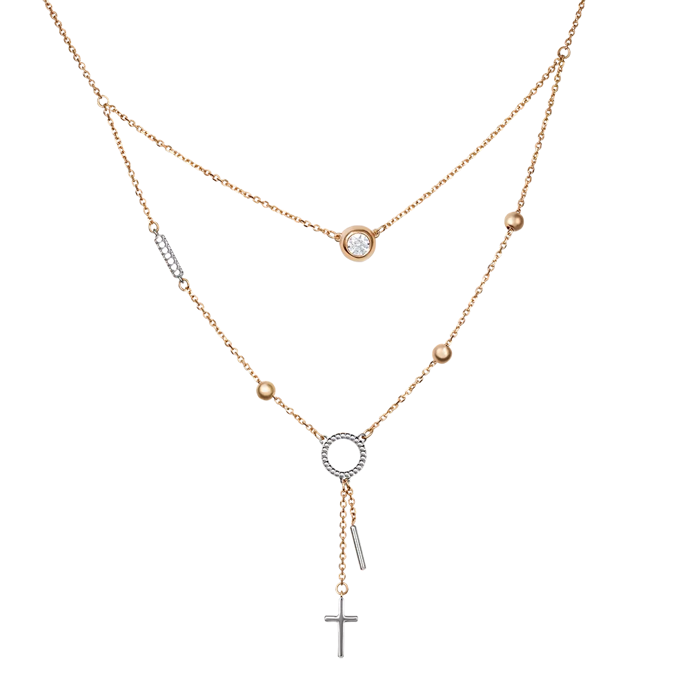 Колье из комбинированного золота с фианитом 07-0212-00-401-1111