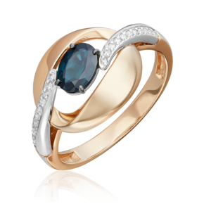Кольцо из комбинированного золота с сапфиром и бриллиантом 01-5726-00-105-1111