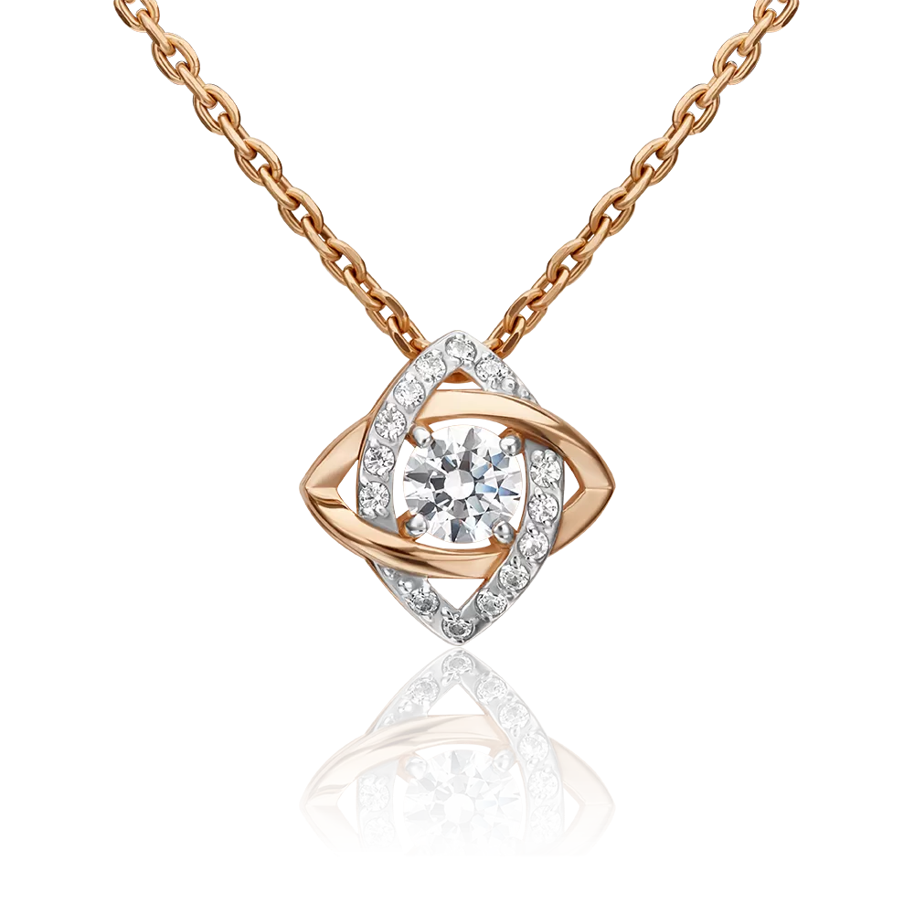 Подвеска-бегунок из красного золота с фианитами 03-3004-00-501-1110-38