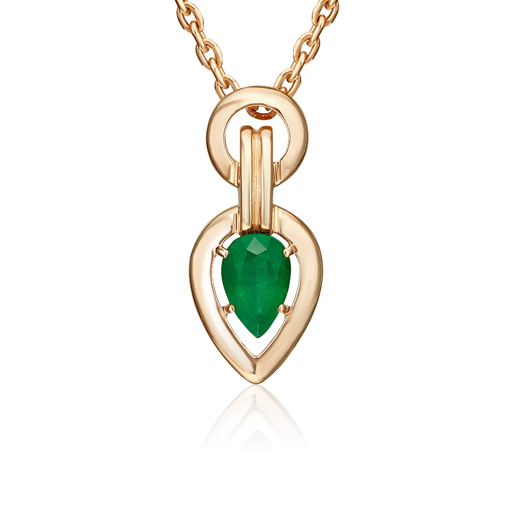 Подвеска из красного золота с изумрудом 03-3612-00-103-1110