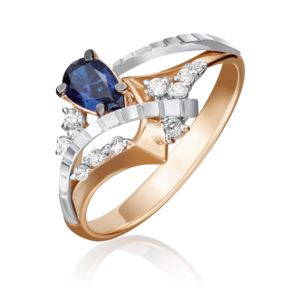 Кольцо из комбинированного золота c сапфиром и бриллиантами 01-5201-00-105-1111-30