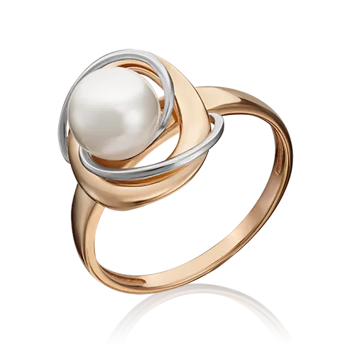 Кольцо из комбинированного золота с жемчугом культивированным 01-5341-00-301-1111-31