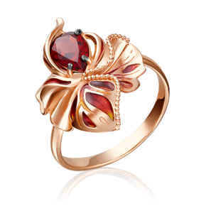 Кольцо «Удивительный цветок» из красного золота с гранатом и эмалью 01-5149-00-204-1110-57