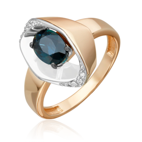 Кольцо из комбинированного золота с сапфиром и бриллиантом 01-5731-00-105-1111