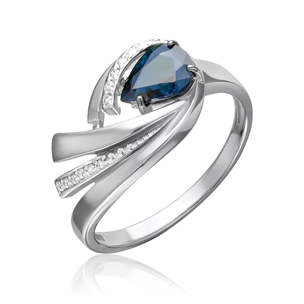 Кольцо из белого золота с сапфиром и бриллиантами 01-5866-00-105-1120