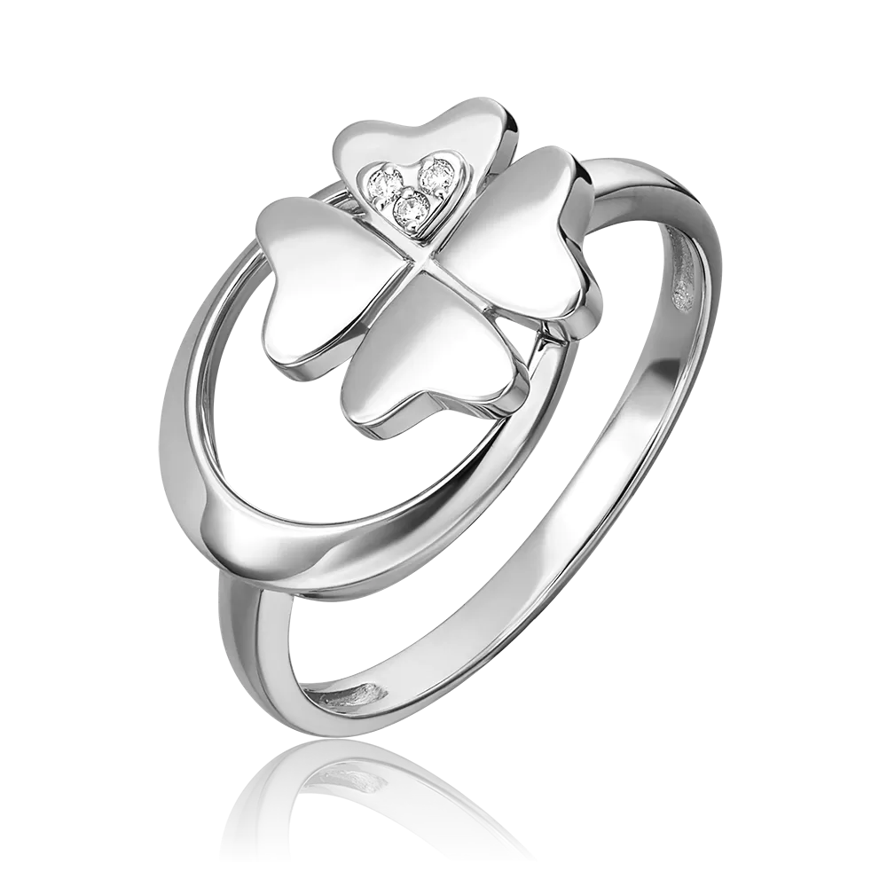 Кольцо «Клевер. Незабываемые моменты» из белого золота с бриллиантами 01-5498-00-101-1120
