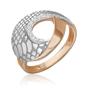 Кольцо с принтом «Питон» из комбинированного золота c фианитами 01-5716-00-401-1111