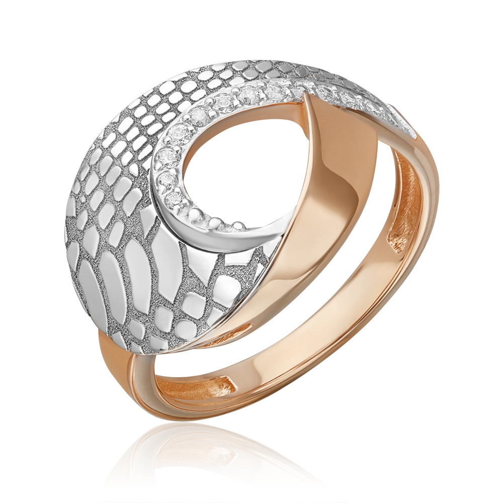Кольцо с принтом «Питон» из комбинированного золота с фианитами 01-5716-00-401-1111