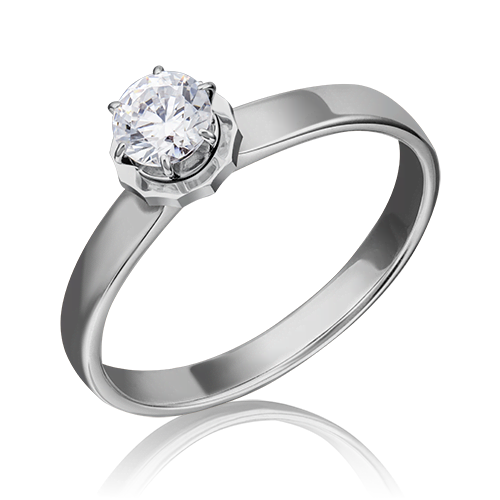 Помолвочное кольцо из белого золота с фианитом 01-5234-00-501-1120-38