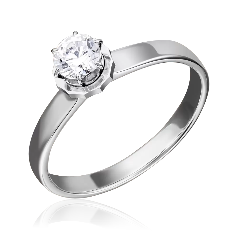 Помолвочное кольцо из белого золота с фианитом 01-5234-00-501-1120-38