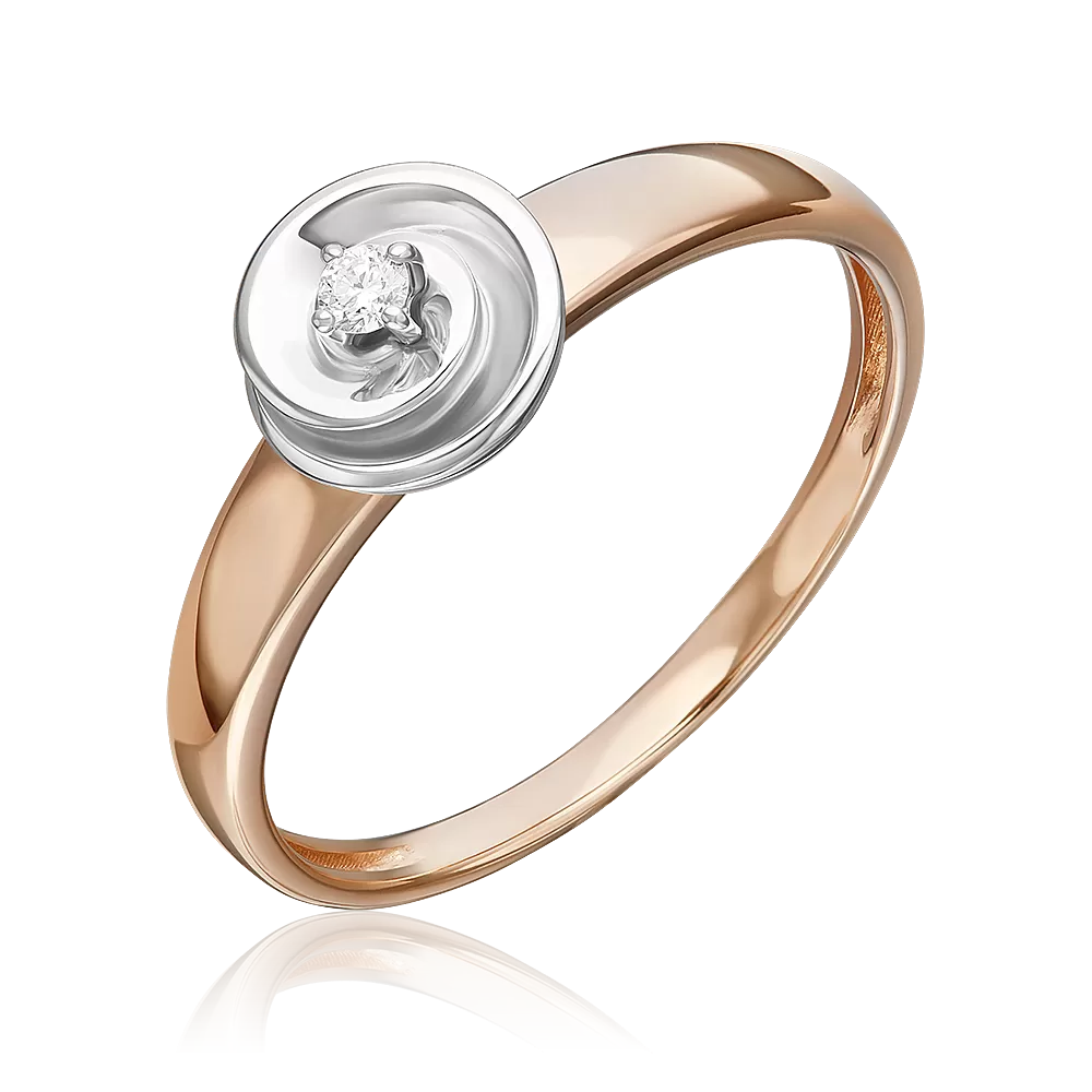 Кольцо из комбинированного золота с бриллиантом 01-5804-01-101-1111