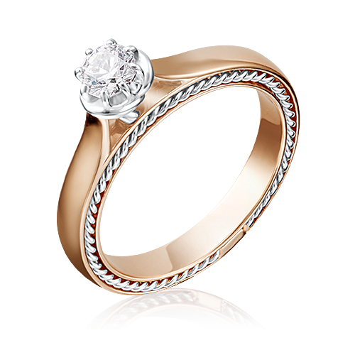 Помолвочное кольцо из комбинированного золота c бриллиантом 01-5196-00-101-1111-30