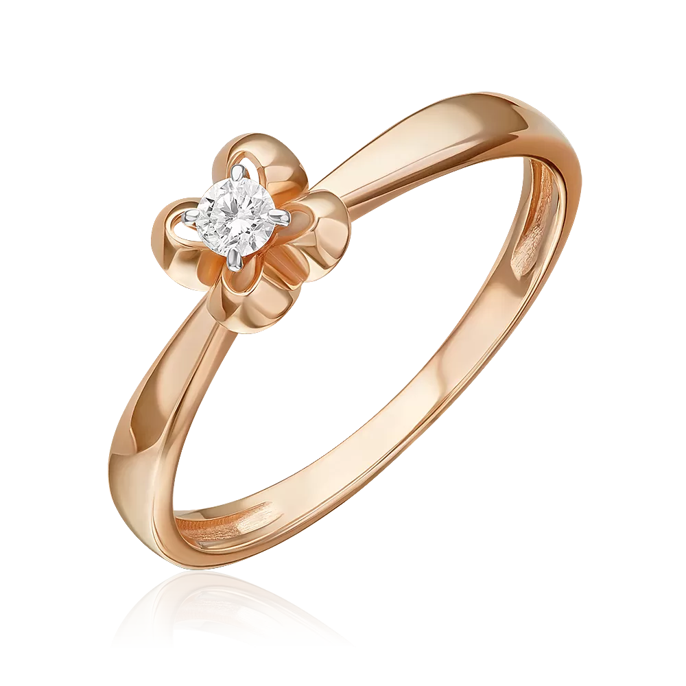 Кольцо из красного золота с бриллиантом 01-5838-00-101-1110