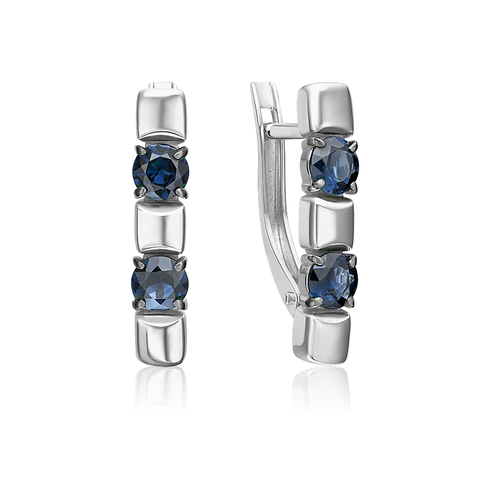 Серьги с английским замком из белого золота с сапфирами 02-5486-00-102-1120