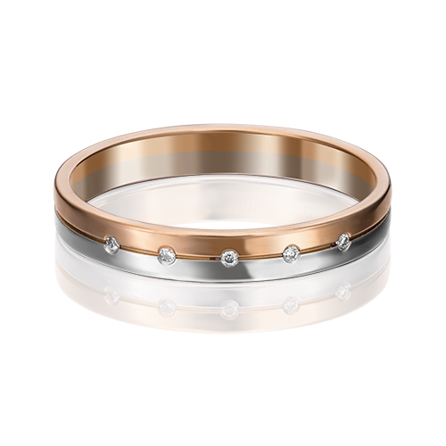 Обручальное кольцо из комбинированного золота с бриллиантом 01-1169-00-101-1111-30