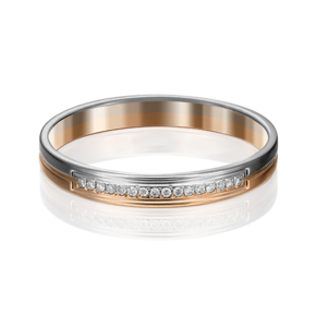 Обручальное кольцо из комбинированного золота с бриллиантом 01-1171-00-101-1111-30