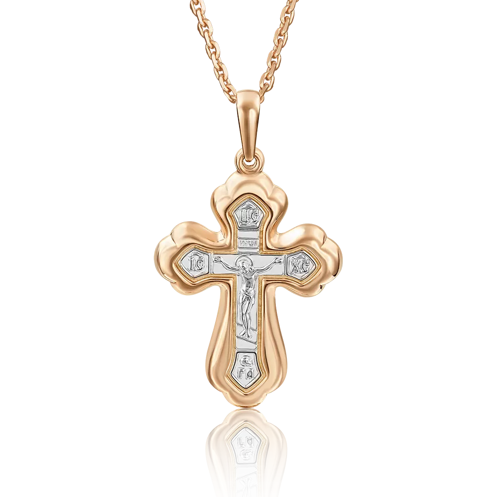 Православный крест из комбинированного золота 03-2172-00-000-1111-42