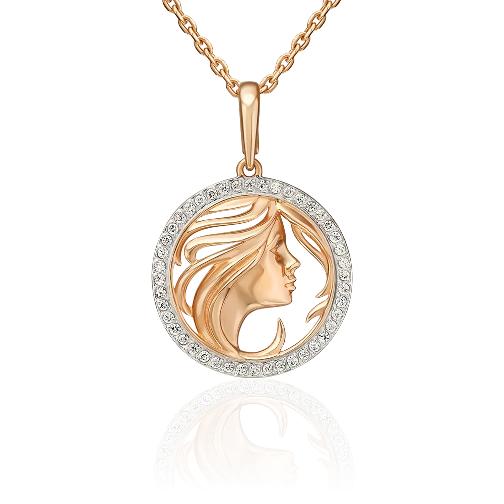 Подвеска «Знак зодиака Дева» из красного золота с фианитами 03-3641-05-401-1110