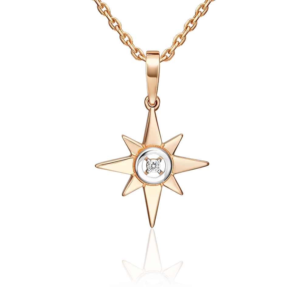 Подвеска из красного золота с бриллиантом 03-3710-00-101-1110