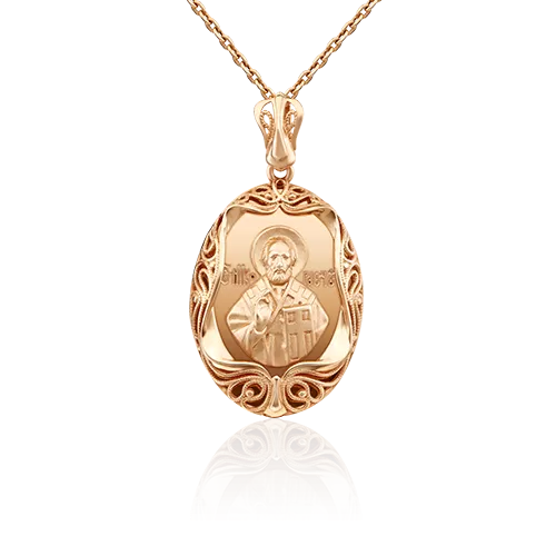 Иконка «Николай Чудотворец» из красного золота 03-2999-00-000-1110-42