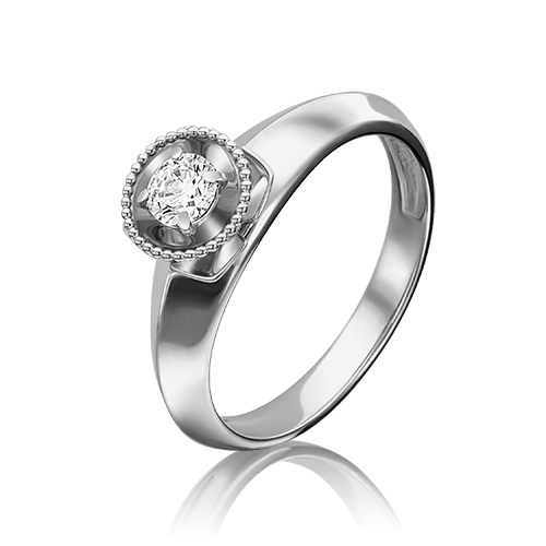 Помолвочное кольцо из белого золота с фианитом 01-5126-00-501-1120-38