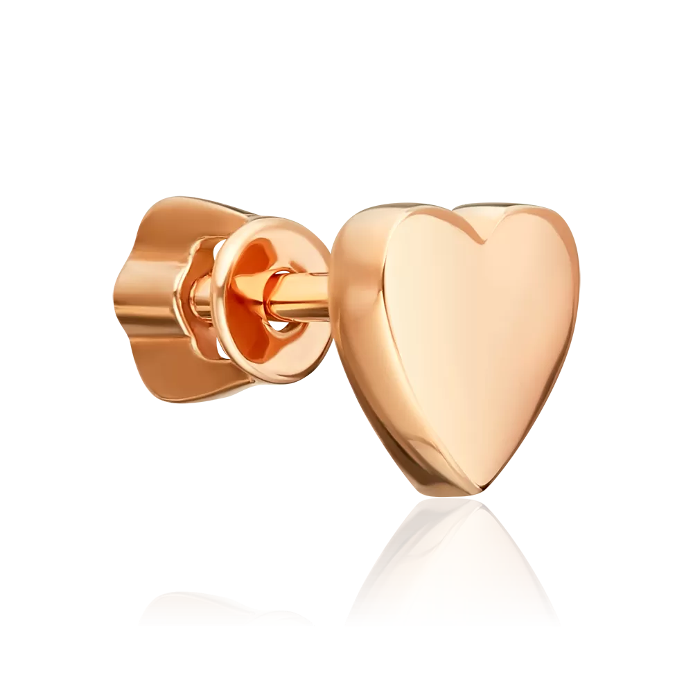 Моносерьга-пусет «Сердце» из красного золота 02-5644-00-000-1110