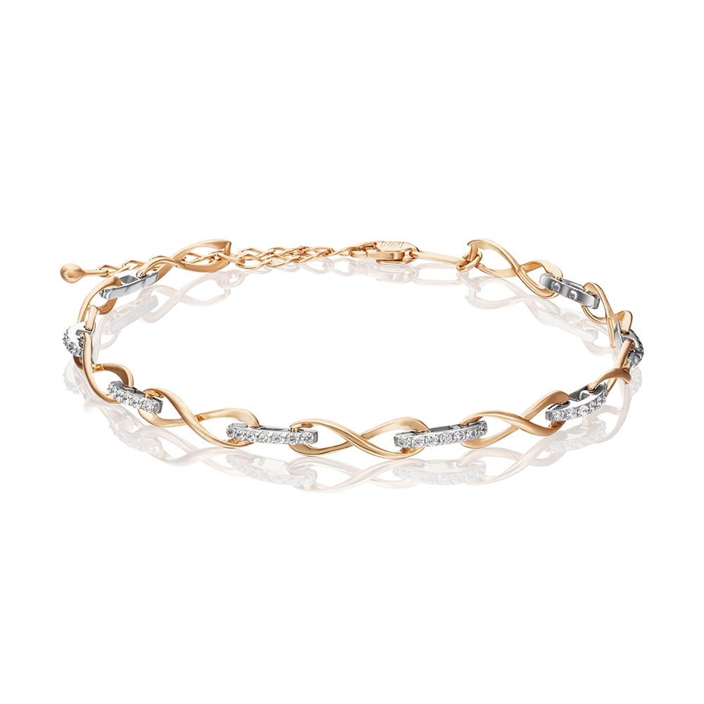 Браслет из комбинированного золота с фианитами 05-0624-00-401-1111-24