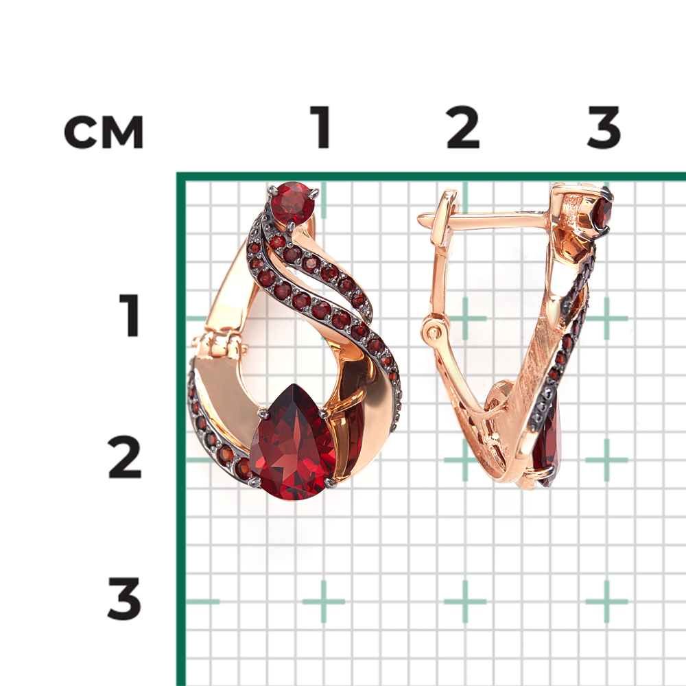 Серьги «Стихия Огня» из красного золота с гранатами 02-5184-00-204-1110  купить в интернет-магазине PLATINA