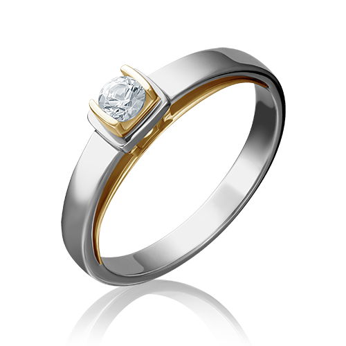 Помолвочное кольцо из комбинированного золота с фианитом 01-5171-00-501-1121-38