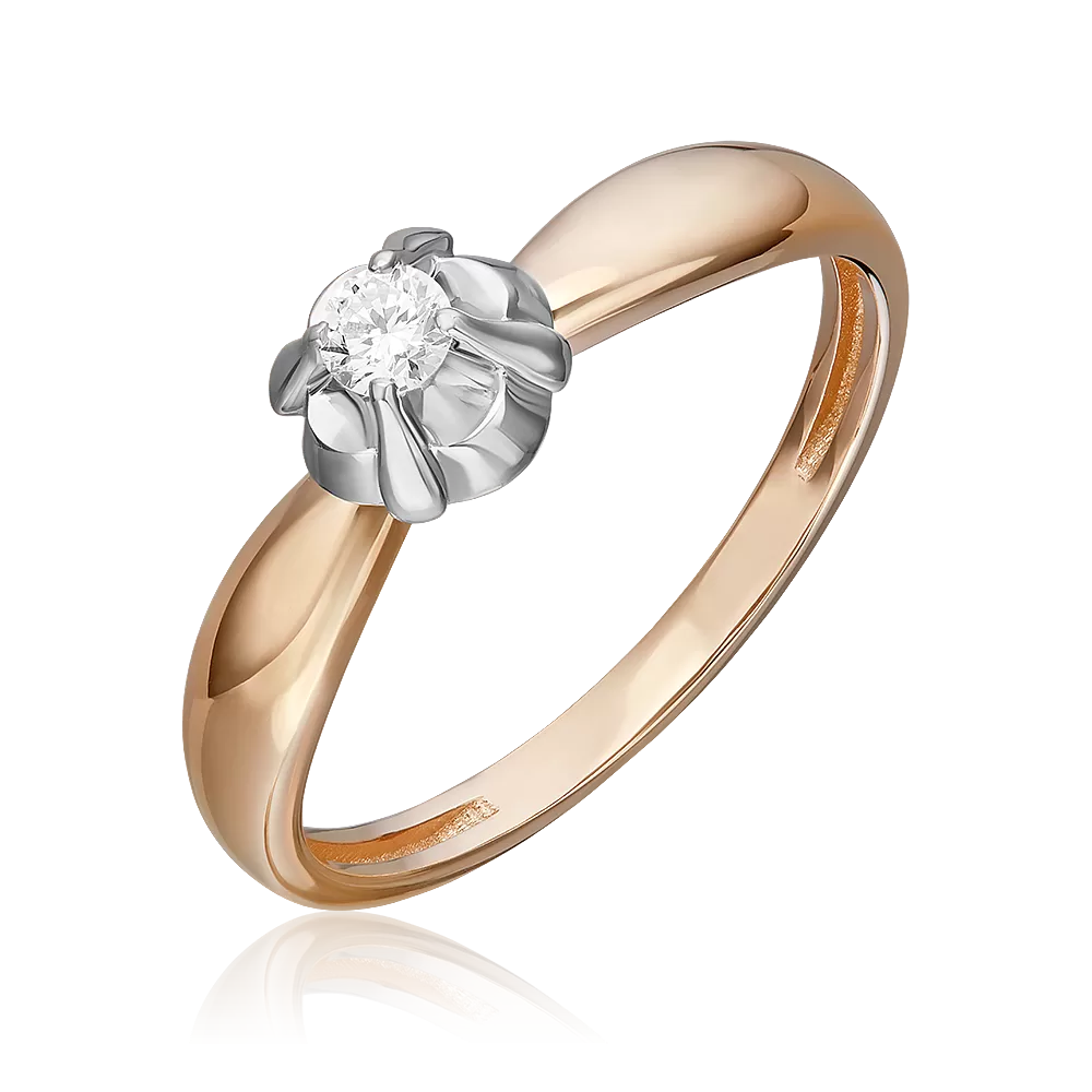 Кольцо из комбинированного золота с бриллиантом 01-5811-00-101-1111