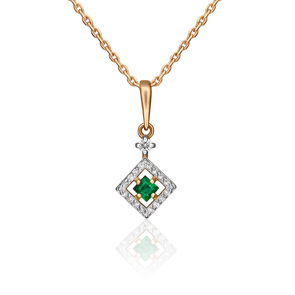 Подвеска из красного золота с изумрудом и бриллиантами 03-0506-00-106-1110-30