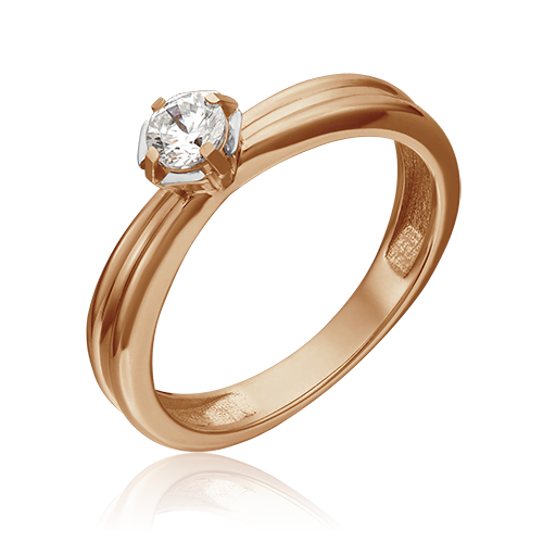 Помолвочное кольцо из красного золота с фианитом 01-5257-00-501-1110-38