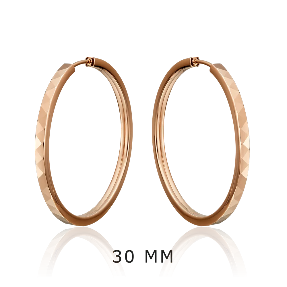 Серьги-конго из красного золота с алмазной гранью 02-0074-11-000-1110-19