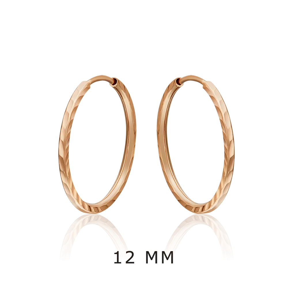 Серьги-конго из красного золота с алмазной гранью 02-0074-32-000-1110-19