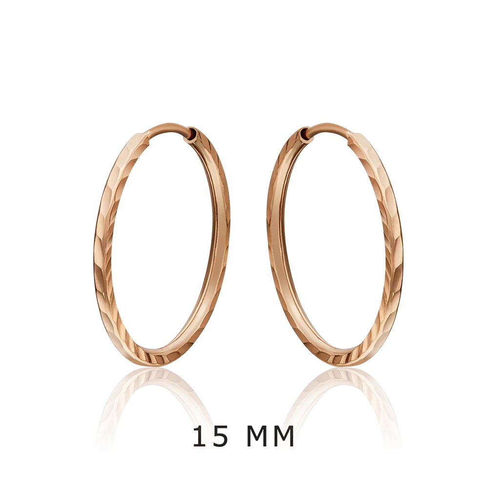 Серьги-конго из красного золота с алмазной гранью 02-0074-33-000-1110-19